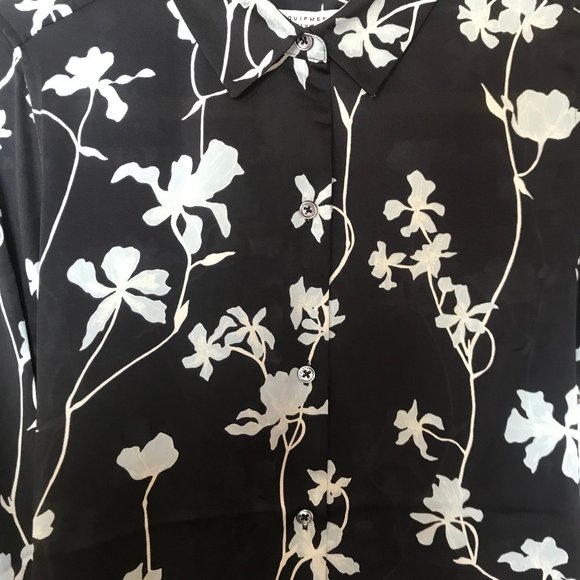 NWT Equipment Essential Navy Floral Satin Blouse XS - Picture 6 of 12